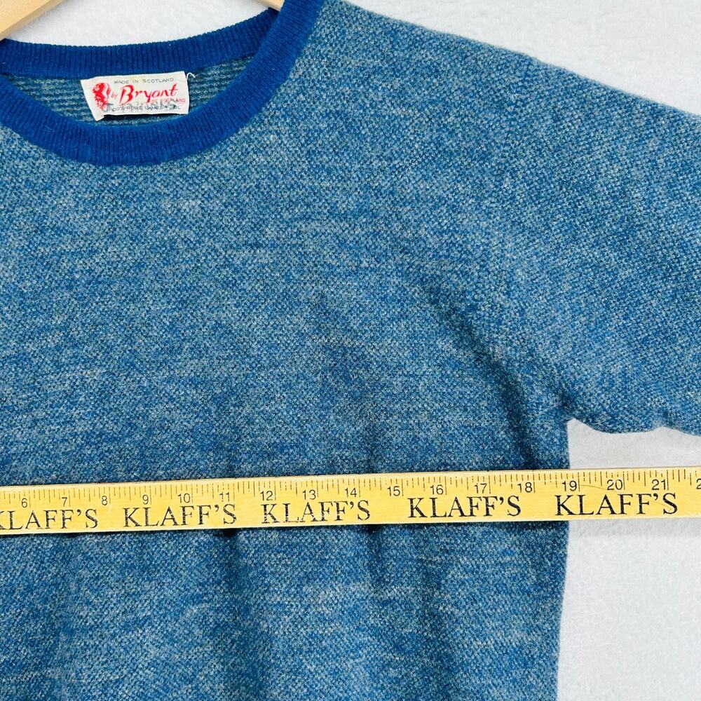 BRYANT OF SCOTLAND Sweater Mens M Lambswool Jumper Crewneck Pullover Blue VTG - Picture 6 of 13